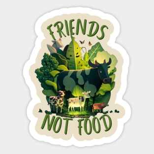 Friends, Not Food Vegan T-Shirt - Show Your Commitment to Animal Rights in Style Sticker